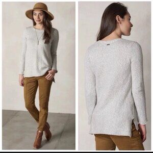 prAna Women's Grey Nolan Wool Mohair Cable Knit Pullover Tunic Sweater Size M